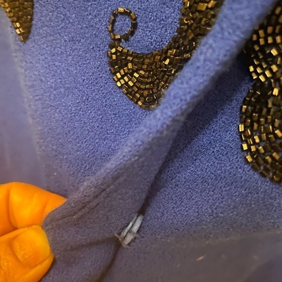 NOLAN MILLER RIYAL BLUE 100% WOOL BEADED BLAZER SIZE 12 - Picture 8 of 9